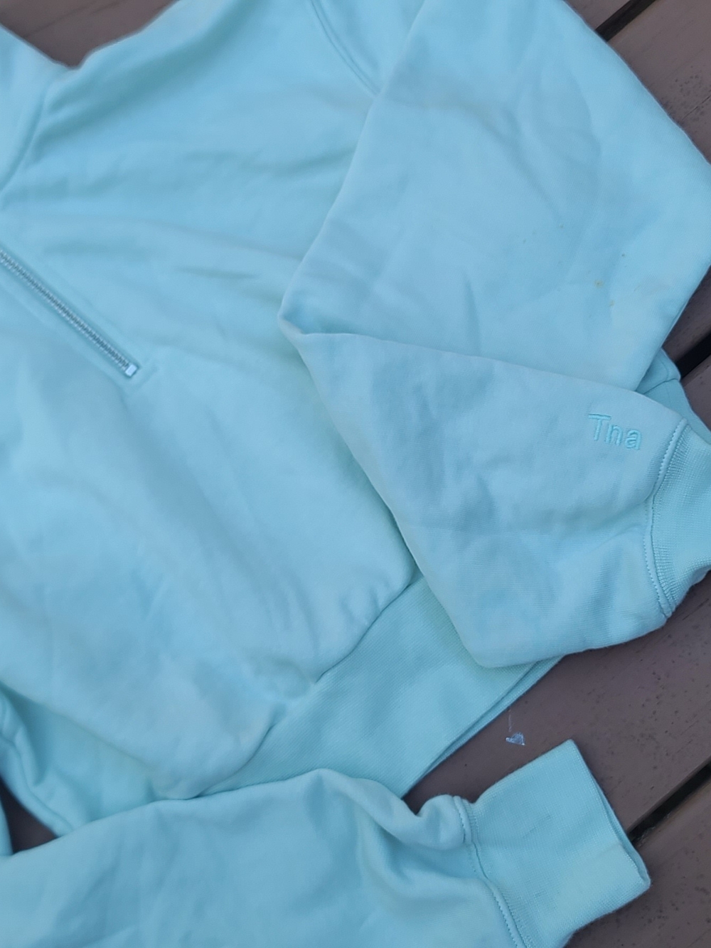 TNA Light Aqua Half-Zip Pullover Sweater